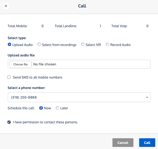 Call Options Menu