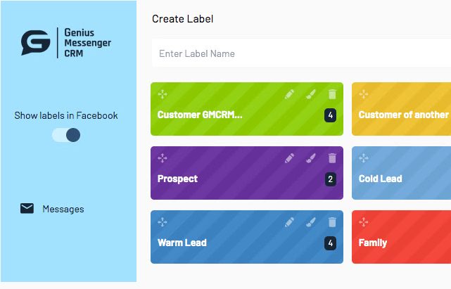 Labels 2 Genius Messenger CRM Labels