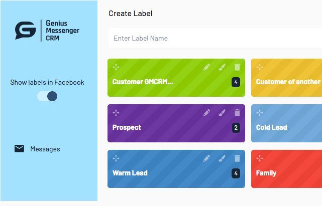 Genius Messenger CRM Labels